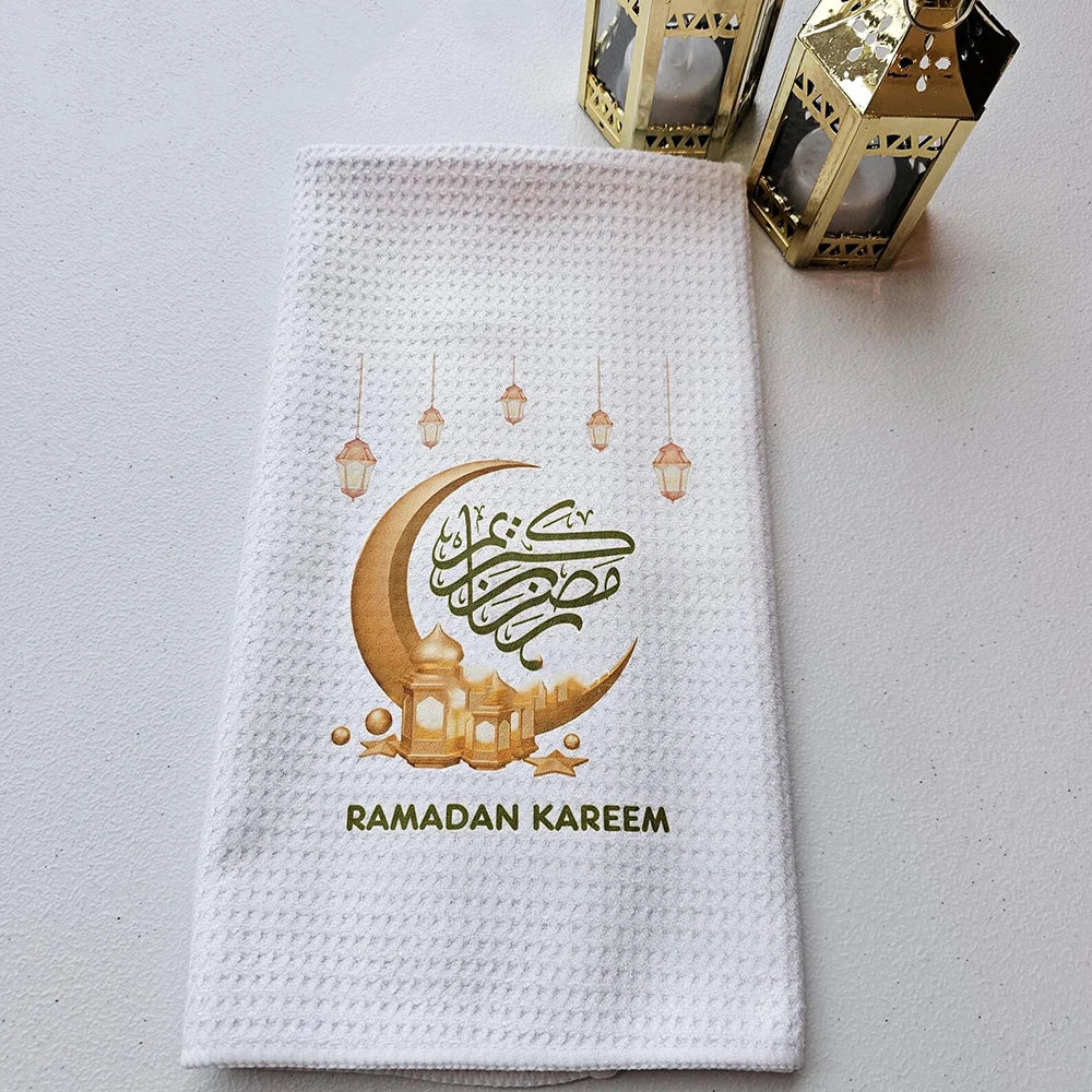 Ramadan Kareem Küchen-Geschirrtuch, Bismillah, Elhamdulillah, Mubarak, muslimischer islamischer Urlaub, Heimdekoration, Einweihungsgeschenk, Gastgeber/in