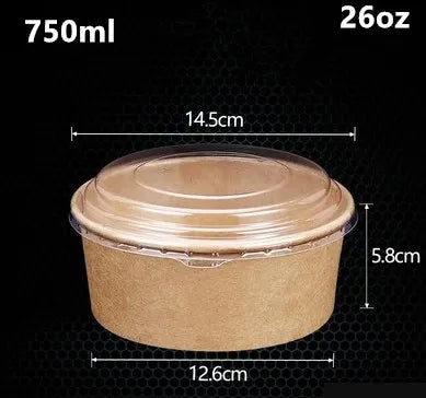 15 Stück Kraftpapier Schalen Becher Obstsalat Schale Kraft Behälter Salat Lebensmittelzubereitung Kraftbox Creme eis Snack Aufbewahrung 500 ml 750 ml