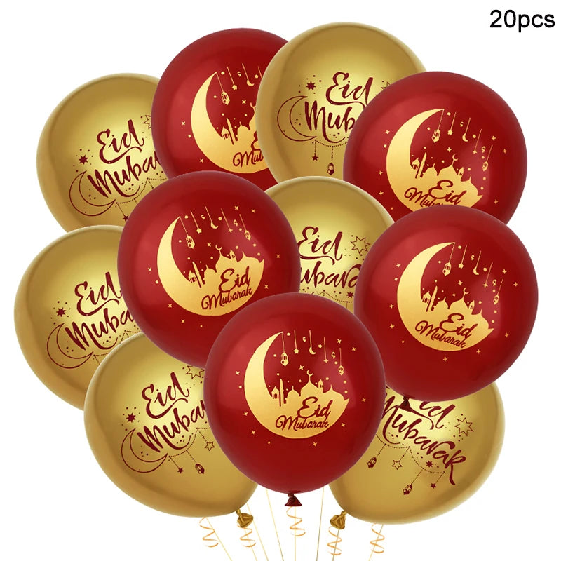 15–30 Stück Eid Mubarak Ballons 🌙⭐ – Mond- & Stern-Latexballons für Ramadan Kareem & Islamische Festtagsdekoration 2026