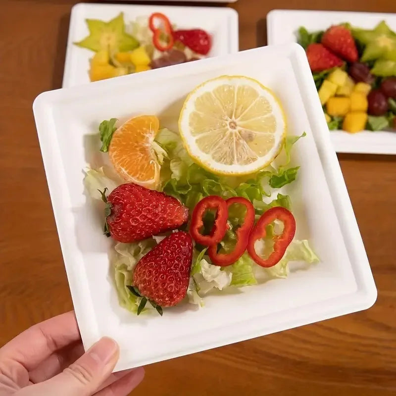 Quadratische Einwegteller 🍽️ – Ideal für Haushalt, Küche, Restaurant, Desserts, Obstsalat, Partys & PicknickGeschirr