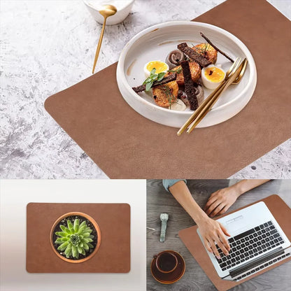 Kunstleder Tischsets Set 🍽️ – Quadratisch, isolierend für Küche, Esszimmer & Restaurant (1/4/6 Stück)
