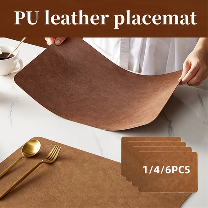 Kunstleder Tischsets Set 🍽️ – Quadratisch, isolierend für Küche, Esszimmer & Restaurant (1/4/6 Stück)