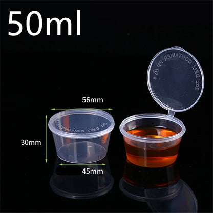 30 Stück/Set 30ml 50ml 100ml Einweg-Plastiksoßenschalen für zum Mitnehmen mit Klappdeckeln, Farbkasten wiederverwendbar