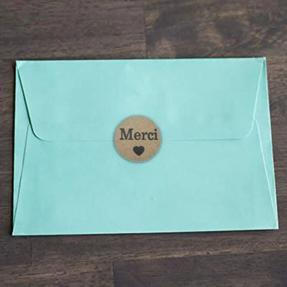 100–500 Stück Kraft „Merci“ Aufkleber ✨ – Französische Dankeschön-Sticker für Geschenkverpackungen & Briefumschläge