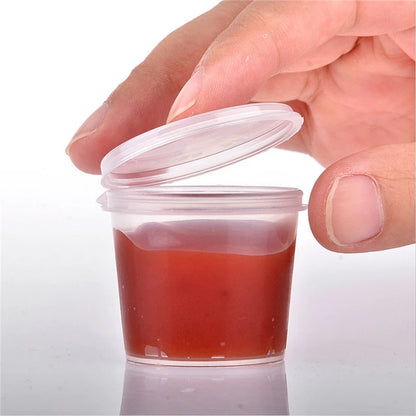 30 Stück/Set 30ml 50ml 100ml Einweg-Plastiksoßenschalen für zum Mitnehmen mit Klappdeckeln, Farbkasten wiederverwendbar