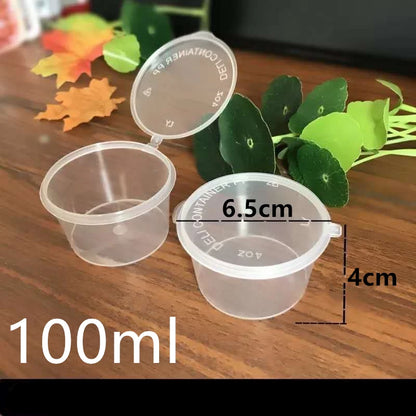 30 Stück/Set 30ml 50ml 100ml Einweg-Plastiksoßenschalen für zum Mitnehmen mit Klappdeckeln, Farbkasten wiederverwendbar