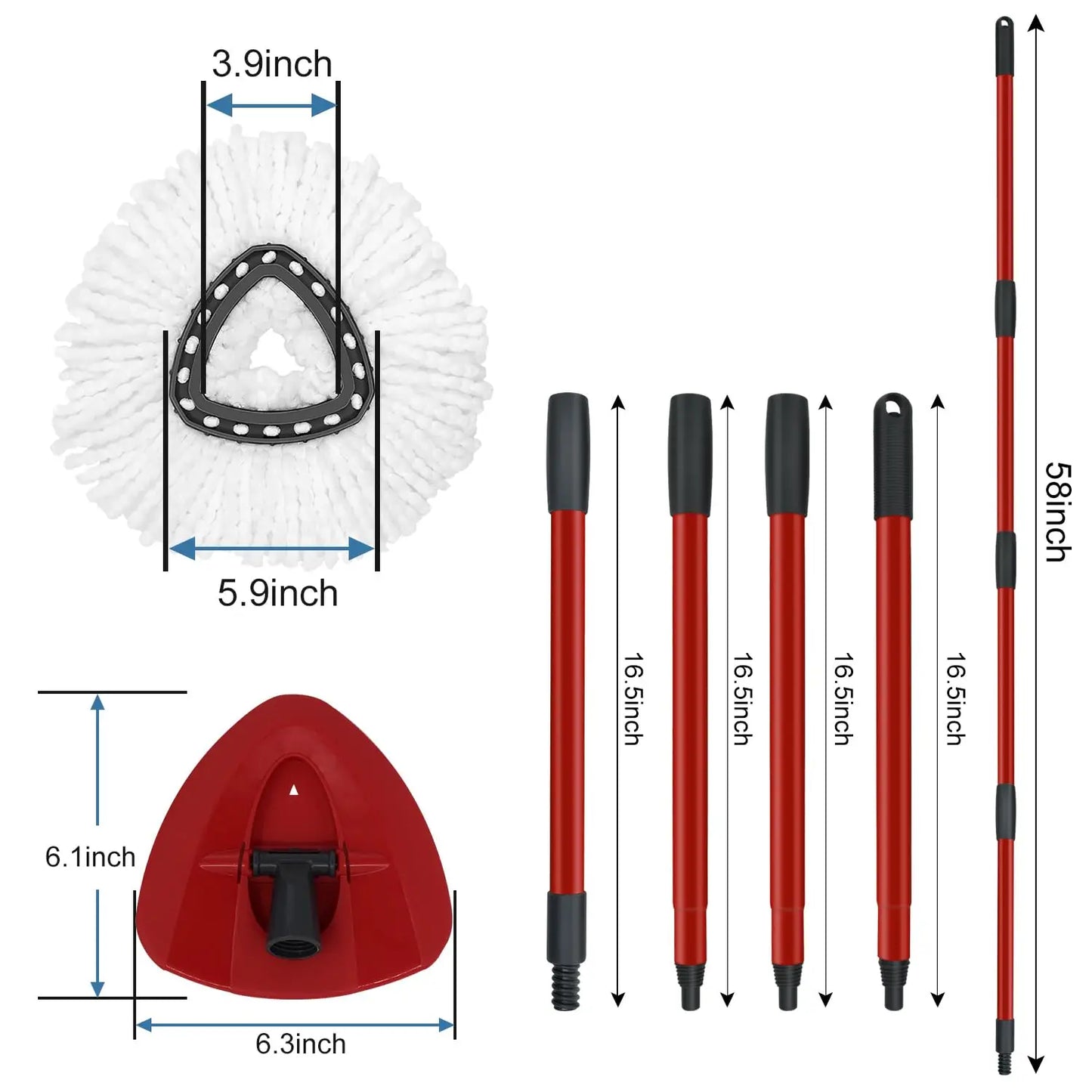 2er-Pack austauschbare Mopptücher mit Griff, multifunktionale Mikrofaser-Moppkopf-Nachfüllungen für Vileda EasyWring Schleudermopp für Hartböden