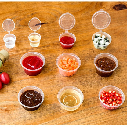 30 Stück/Set 30ml 50ml 100ml Einweg-Plastiksoßenschalen für zum Mitnehmen mit Klappdeckeln, Farbkasten wiederverwendbar