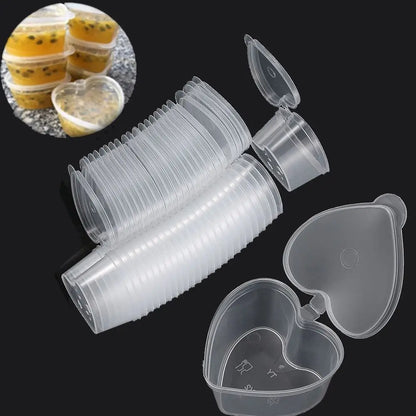 25 Stück Einweg-Saucenbecher 🍱 – 25/45 ml Kunststoffbehälter mit Klappdeckel für Take-Away & Dips