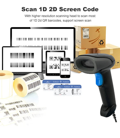 Kabelloser 2D/1D Barcode-Scanner 📡 – Bluetooth & USB QR-Code Handscanner für POS, Lager & Handel