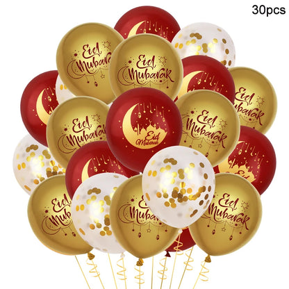 15–30 Stück Eid Mubarak Ballons 🌙⭐ – Mond- & Stern-Latexballons für Ramadan Kareem & Islamische Festtagsdekoration 2026