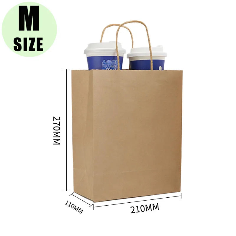 Kraft-Papiertüten mit Griffen, recycelbare Takeaway-Brot- und Kraftüte, braune Papier-Geschenktüte für kleine Unternehmen, Geburtstag, Hochzeit, Party
