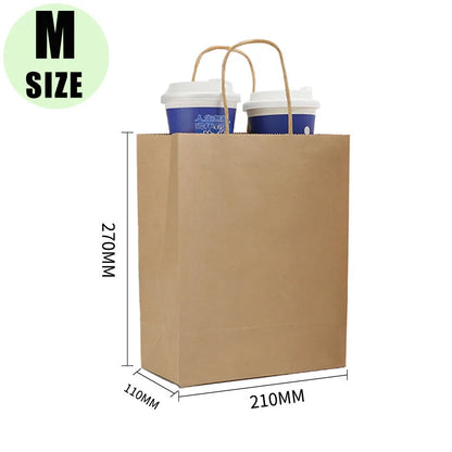 Kraft-Papiertüten mit Griffen, recycelbare Takeaway-Brot- und Kraftüte, braune Papier-Geschenktüte für kleine Unternehmen, Geburtstag, Hochzeit, Party