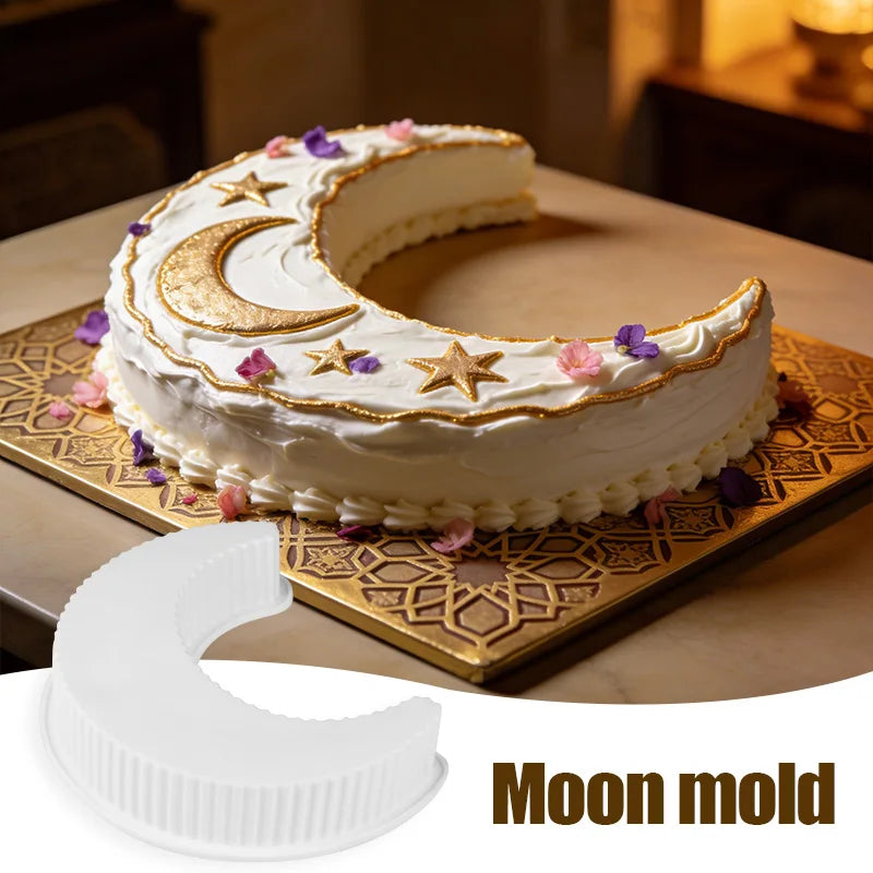 1/2 Stück Silikon-Kuchenform „Eid Mubarak“, mondförmig, Dessert-Mousse-Form, Ramadan-Dekoration für islamische muslimische Partys, DIY-Backwerkzeuge