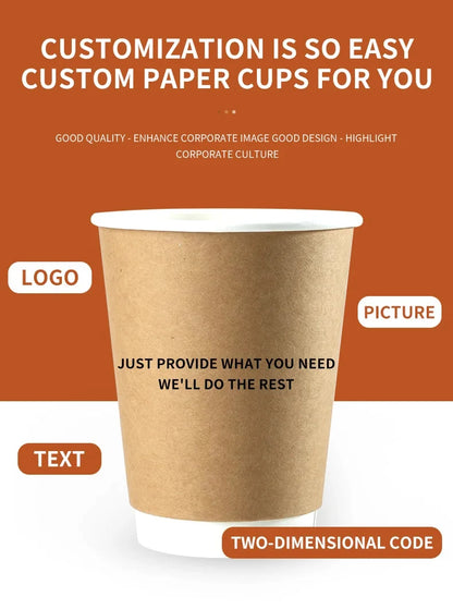 8–16oz Einweg-Kaffeebecher ☕ – Doppelwandige Kraftpapier-Becher mit Deckel für Heiß- & Kaltgetränke To-Go
