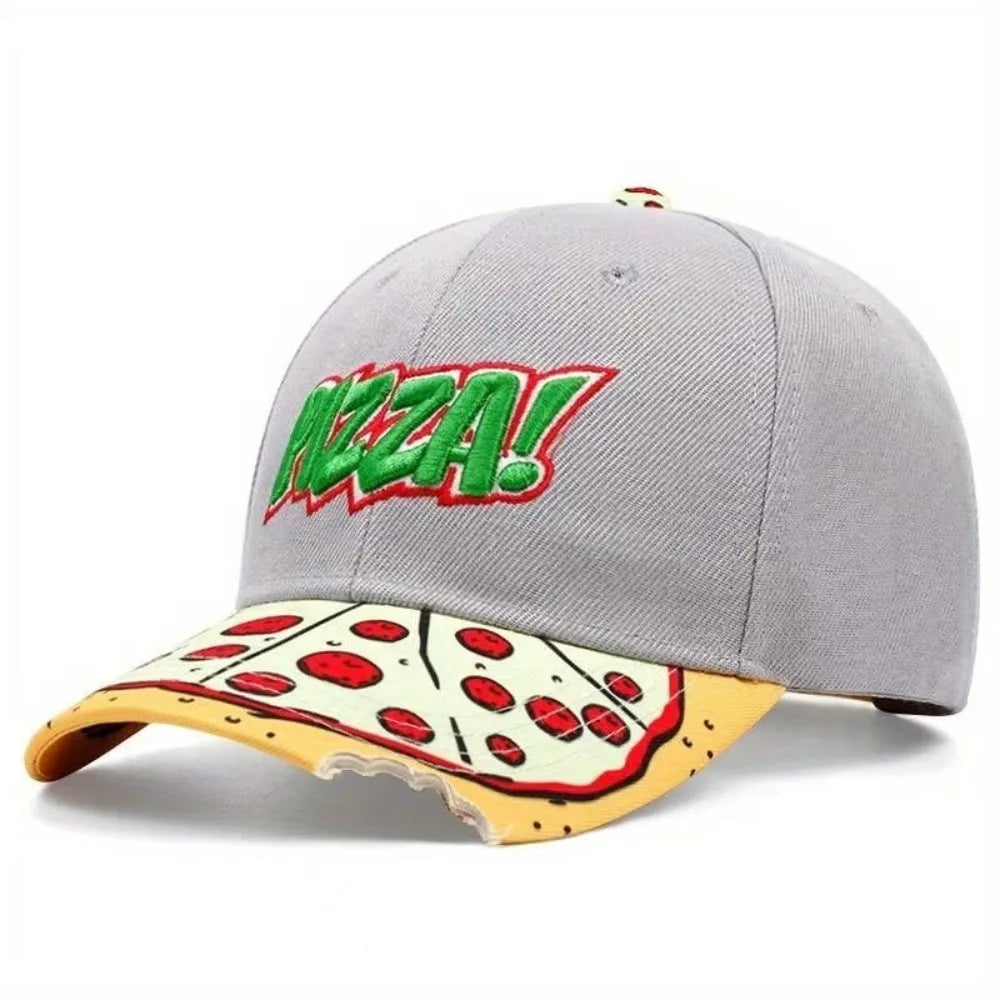 Hip-Hop Snapback Cap 🍕 – Verstellbare, atmungsaktive Unisex Baseballkappe mit Sonnenschutz & Pizza-Stickerei