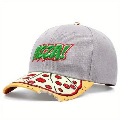 Hip-Hop Snapback Cap 🍕 – Verstellbare, atmungsaktive Unisex Baseballkappe mit Sonnenschutz & Pizza-Stickerei