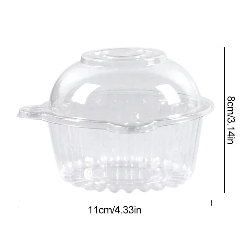 50/100 Stück 250 ml Einweg-Salatbecher, transparente Dessertbecher aus Kunststoff, Schüsseln, Behälter mit gewölbtem/flachem Deckel für Eiscreme-Cupcakes