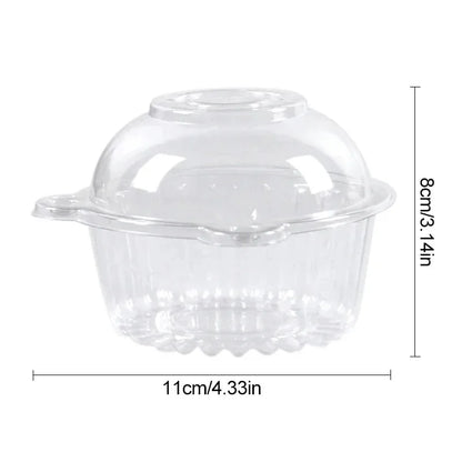 50/100 Stück 250 ml Einweg-Salatbecher, transparente Dessertbecher aus Kunststoff, Schüsseln, Behälter mit gewölbtem/flachem Deckel für Eiscreme-Cupcakes