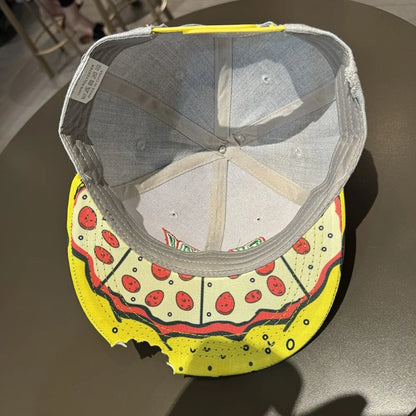 Hip-Hop Snapback Cap 🍕 – Verstellbare, atmungsaktive Unisex Baseballkappe mit Sonnenschutz & Pizza-Stickerei