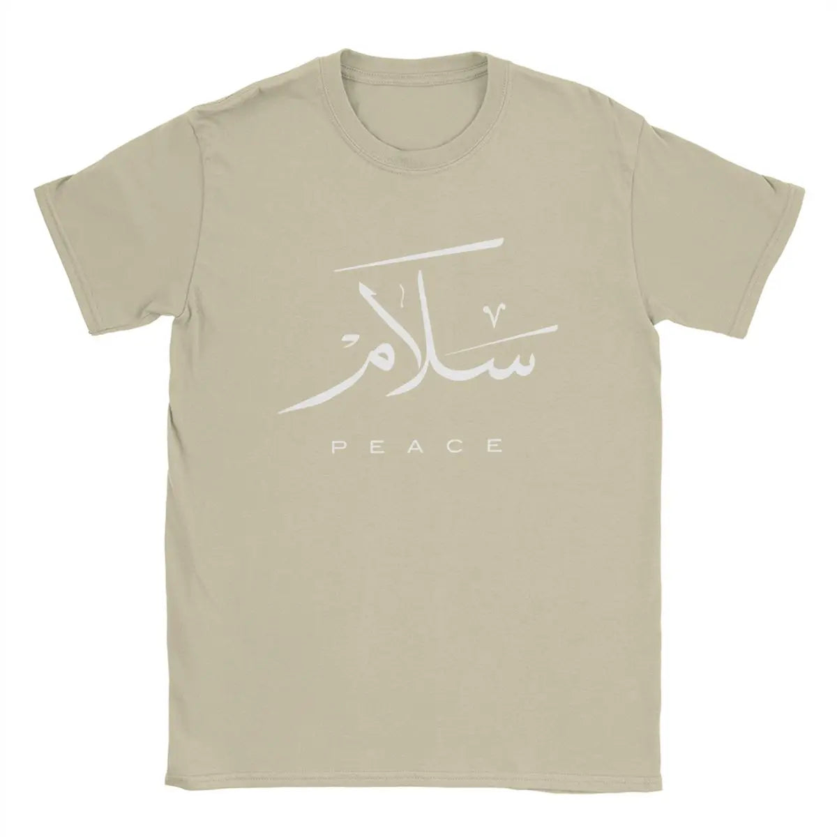 Friedens-T-Shirts mit moderner arabischer Kalligrafie, Herren-T-Shirts aus 100 % Baumwolle, Rundhalsausschnitt, Gruß zum Eid-Fest, islamische Kunst-T-Shirts, Kurzarm-Tops