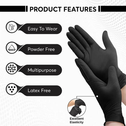 20/50/100 Stück schwarze Nitrilhandschuhe, Einweghandschuhe, latexfrei, für Haushalt, Küche, Reinigung, Industrie, Kosmetik, Tattoos
