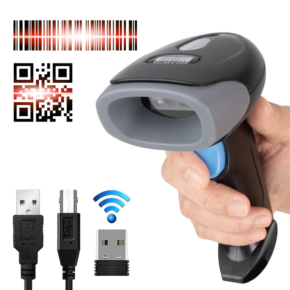Kabelloser 2D/1D Barcode-Scanner 📡 – Bluetooth & USB QR-Code Handscanner für POS, Lager & Handel