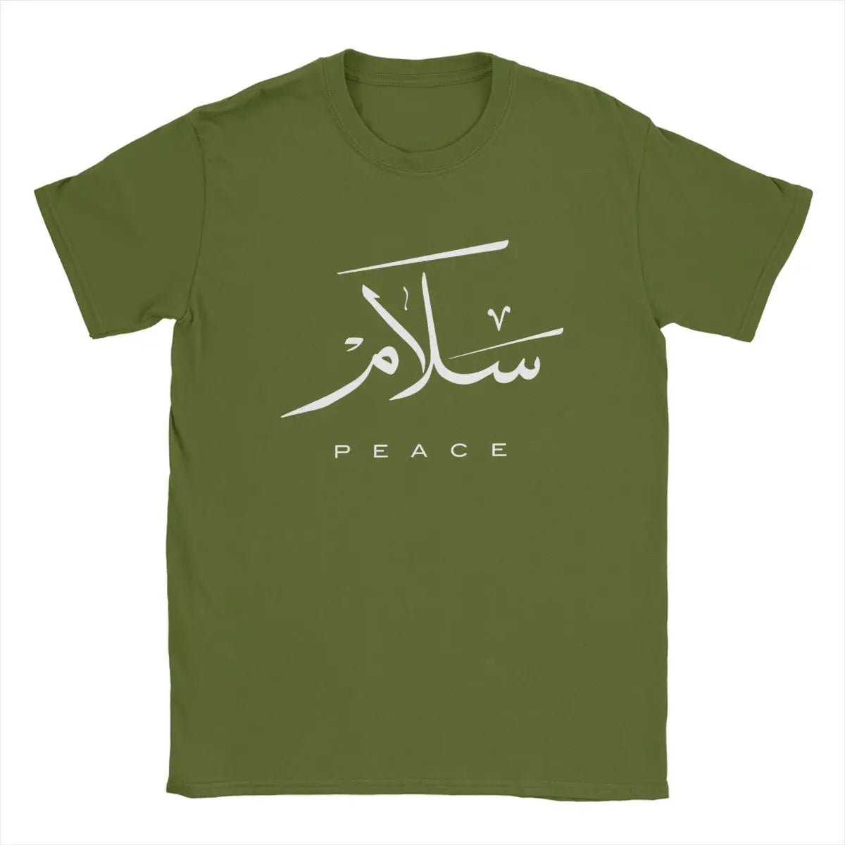 Friedens-T-Shirts mit moderner arabischer Kalligrafie, Herren-T-Shirts aus 100 % Baumwolle, Rundhalsausschnitt, Gruß zum Eid-Fest, islamische Kunst-T-Shirts, Kurzarm-Tops