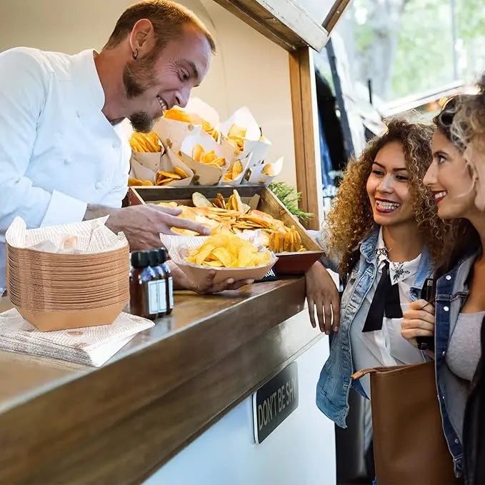 Einweg-Papier-Lebensmittelbehälter 🍟 – Stabile, langlebige Papierschalen für Pommes, Burger, Partys & Picknick