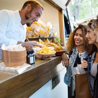 Einweg-Papier-Lebensmittelbehälter 🍟 – Stabile, langlebige Papierschalen für Pommes, Burger, Partys & Picknick