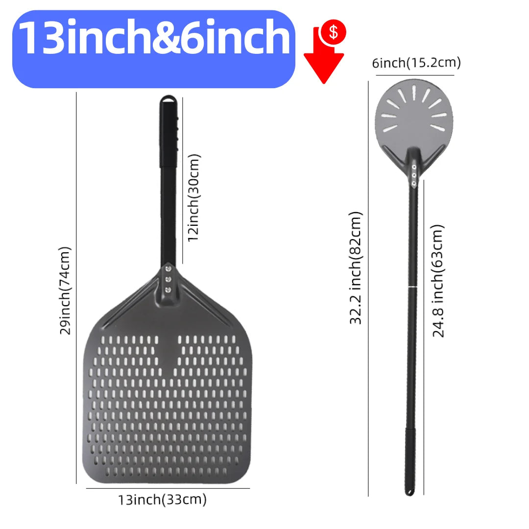 Aluminium Pizzaschieber 🍕 – 6”–14” Brotschieber & Pizzaofen-Wendeschaufel, Hart Eloxiertes Backwerkzeug für Küche & Pizzabackofen