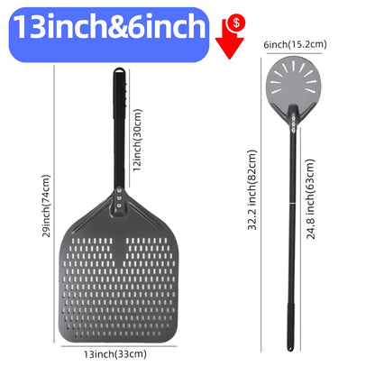 Aluminium Pizzaschieber 🍕 – 6”–14” Brotschieber & Pizzaofen-Wendeschaufel, Hart Eloxiertes Backwerkzeug für Küche & Pizzabackofen