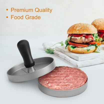 Burgerpresse mit Antihaftbeschichtung 🍔 – Aluminium Küchen- & Grillpresse inkl. Wachspapier