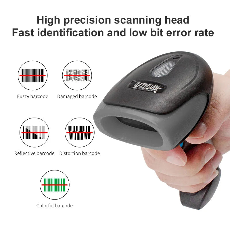 Kabelloser 2D/1D Barcode-Scanner 📡 – Bluetooth & USB QR-Code Handscanner für POS, Lager & Handel
