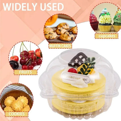 50/100 Stück 250 ml Einweg-Salatbecher, transparente Dessertbecher aus Kunststoff, Schüsseln, Behälter mit gewölbtem/flachem Deckel für Eiscreme-Cupcakes