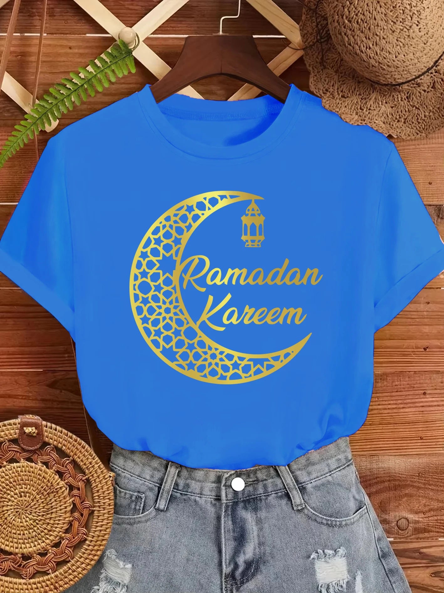 Ramadan Kareem Damen T-Shirt 🌙 – Locker, weich & lässig aus Baumwolle, Kurzarm Sommer-Streetwear
