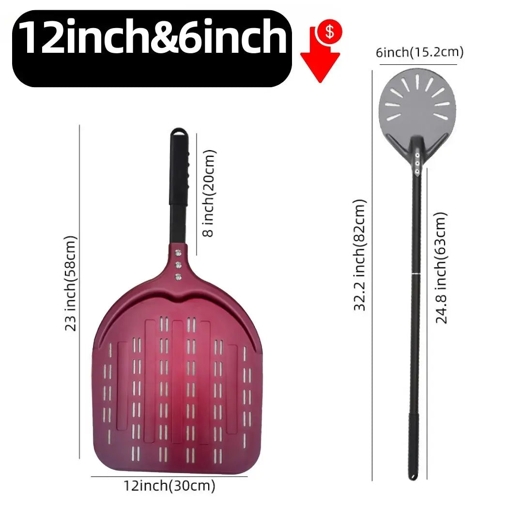 Aluminium Pizzaschieber 🍕 – 6”–14” Brotschieber & Pizzaofen-Wendeschaufel, Hart Eloxiertes Backwerkzeug für Küche & Pizzabackofen