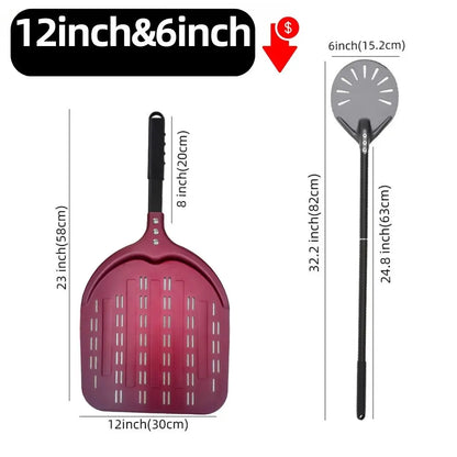 Aluminium Pizzaschieber 🍕 – 6”–14” Brotschieber & Pizzaofen-Wendeschaufel, Hart Eloxiertes Backwerkzeug für Küche & Pizzabackofen