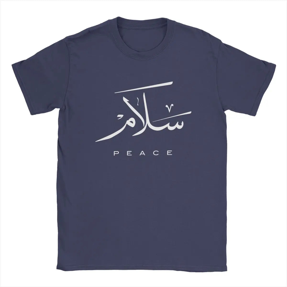 Friedens-T-Shirts mit moderner arabischer Kalligrafie, Herren-T-Shirts aus 100 % Baumwolle, Rundhalsausschnitt, Gruß zum Eid-Fest, islamische Kunst-T-Shirts, Kurzarm-Tops