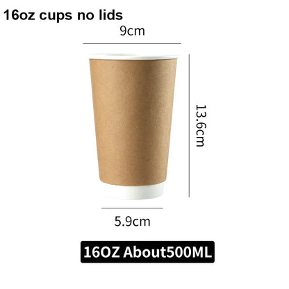 8–16oz Einweg-Kaffeebecher ☕ – Doppelwandige Kraftpapier-Becher mit Deckel für Heiß- & Kaltgetränke To-Go