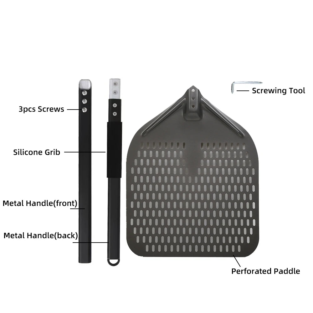 Aluminium Pizzaschieber 🍕 – 6”–14” Brotschieber & Pizzaofen-Wendeschaufel, Hart Eloxiertes Backwerkzeug für Küche & Pizzabackofen