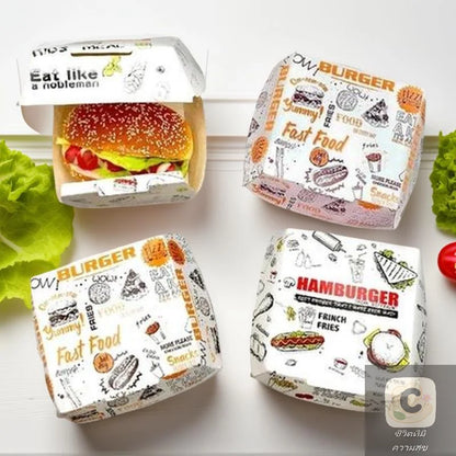 50/100 Stück Einweg-Burgerboxen 🍔 – Fettbeständige, lebensmittelechte Take-Away-Boxen für Fast Food