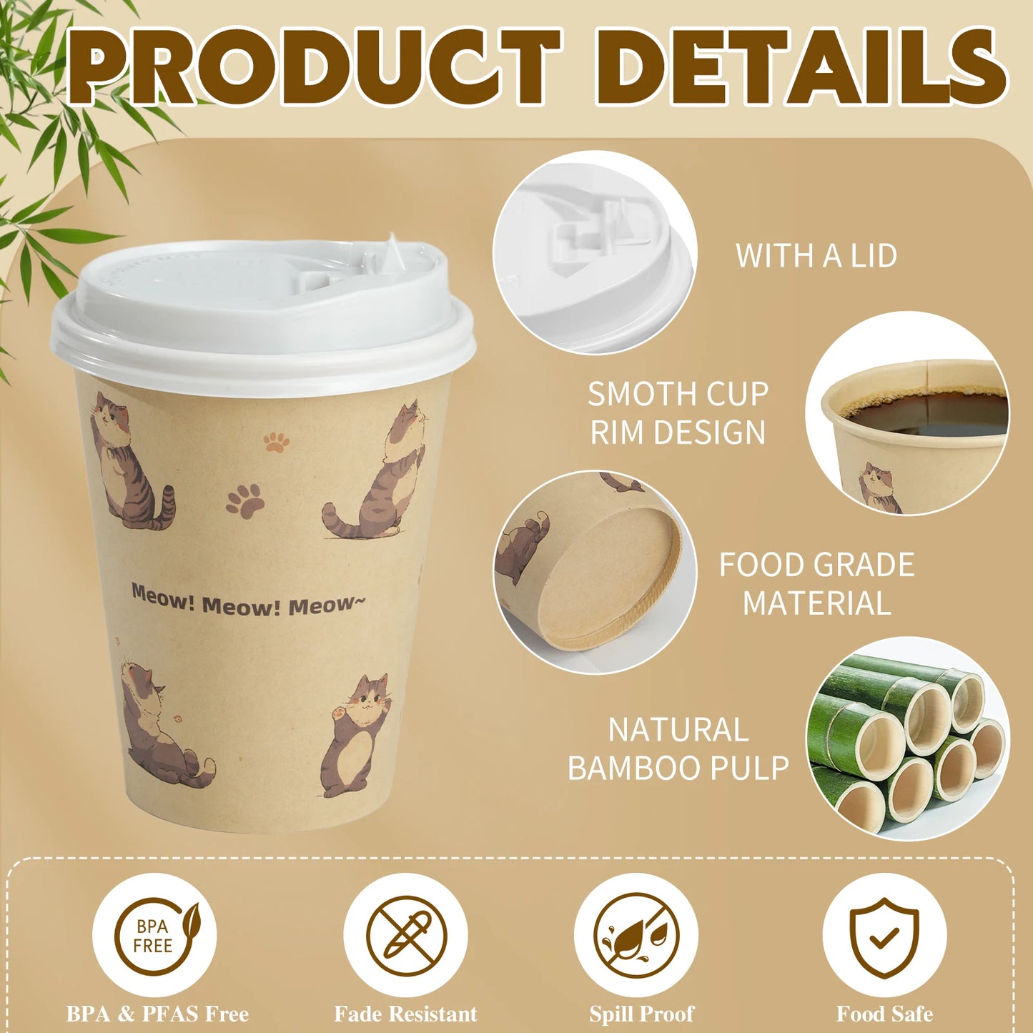 8–16oz Einweg-Kaffeebecher ☕ – Doppelwandige Kraftpapier-Becher mit Deckel für Heiß- & Kaltgetränke To-Go