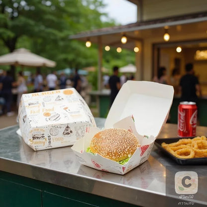 50/100 Stück Einweg-Burgerboxen 🍔 – Fettbeständige, lebensmittelechte Take-Away-Boxen für Fast Food
