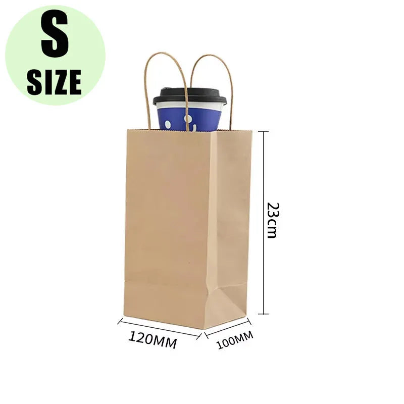 Kraft-Papiertüten mit Griffen, recycelbare Takeaway-Brot- und Kraftüte, braune Papier-Geschenktüte für kleine Unternehmen, Geburtstag, Hochzeit, Party