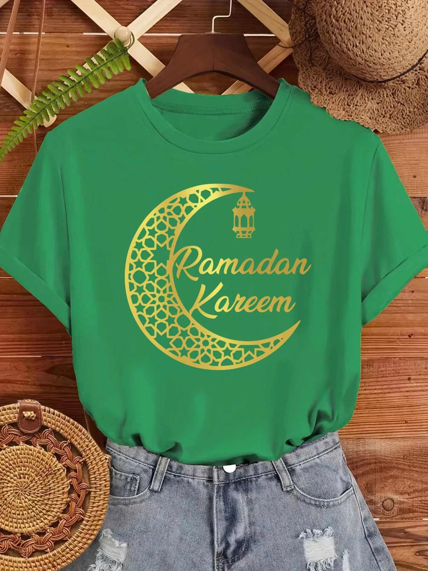 Ramadan Kareem Damen T-Shirt 🌙 – Locker, weich & lässig aus Baumwolle, Kurzarm Sommer-Streetwear