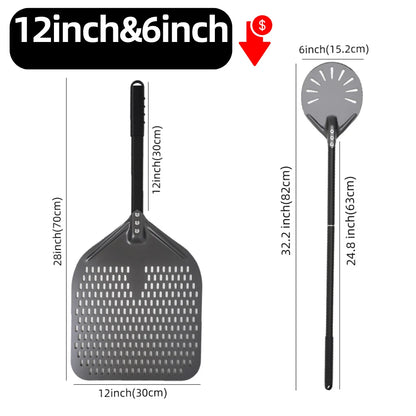 Aluminium Pizzaschieber 🍕 – 6”–14” Brotschieber & Pizzaofen-Wendeschaufel, Hart Eloxiertes Backwerkzeug für Küche & Pizzabackofen