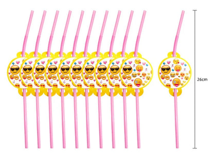 136-teiliges Emoji-Partygeschirr-Set mit lächelnden Gesichtern, Pappbecher und -teller, Einweggeschirr für Geburtstage, Feste und Feiern, Partydekoration