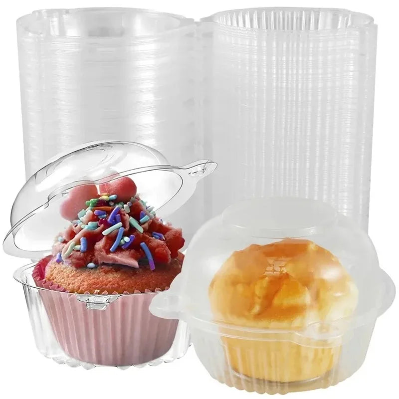 50/100 Stück 250 ml Einweg-Salatbecher, transparente Dessertbecher aus Kunststoff, Schüsseln, Behälter mit gewölbtem/flachem Deckel für Eiscreme-Cupcakes