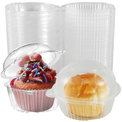50/100 Stück 250 ml Einweg-Salatbecher, transparente Dessertbecher aus Kunststoff, Schüsseln, Behälter mit gewölbtem/flachem Deckel für Eiscreme-Cupcakes